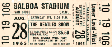 San Diego Beatles show ticket